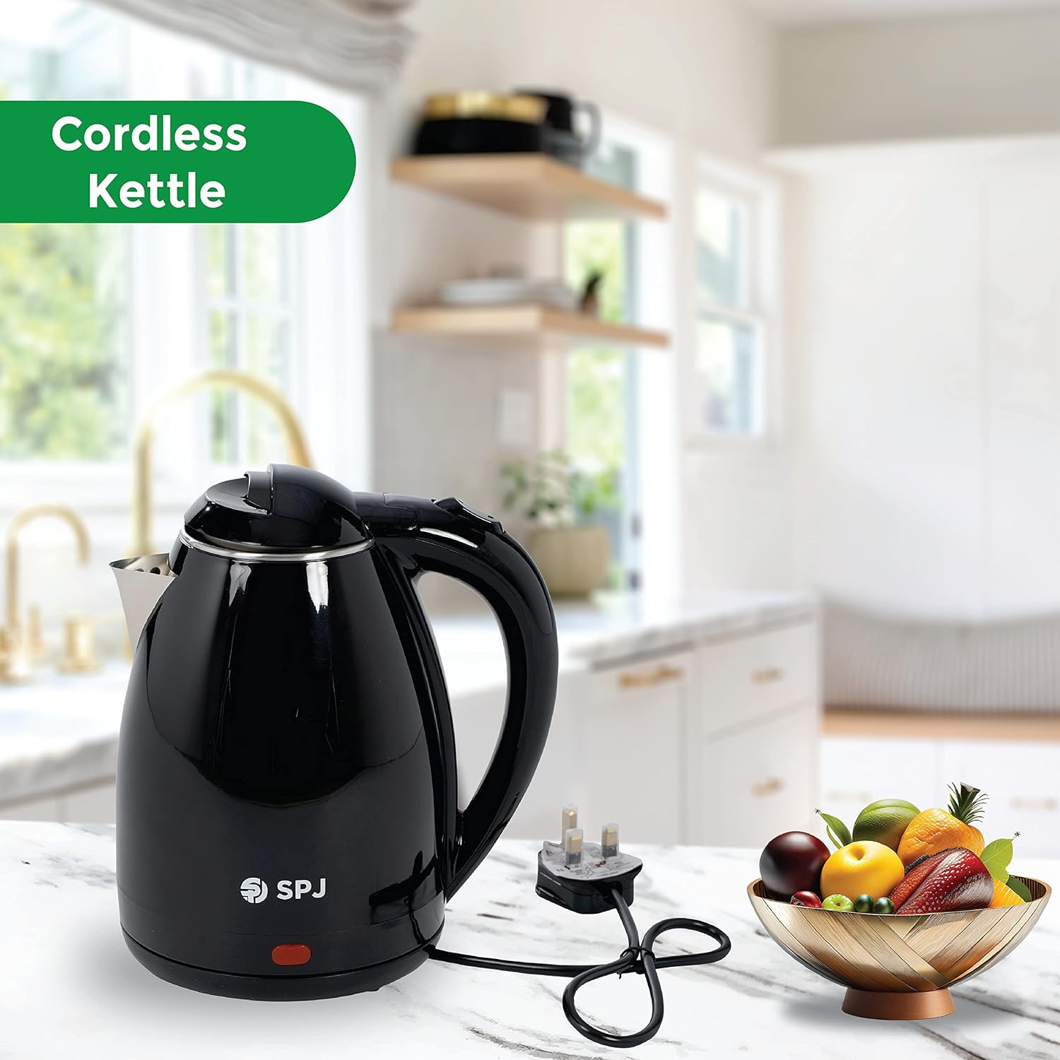 SPJ 1.8L Electric Kettle - 1500W, Stainless Steel, Boil-Dry Protection EKU-BL1802