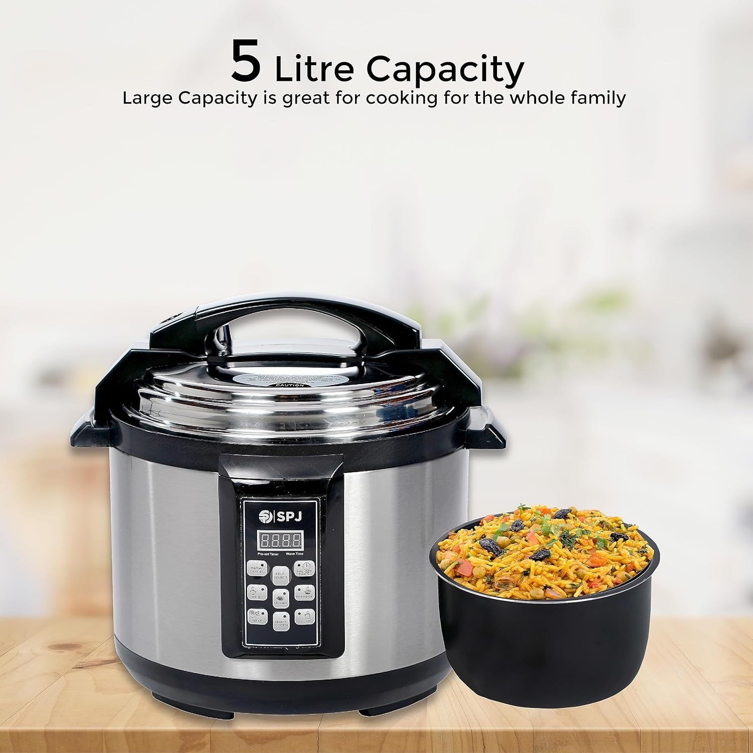 SPJ Digital Pressure Cooker - 5L Capacity, 1090W Power PCU-SS0501